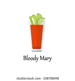 Bloody Mary cocktail flat illustration