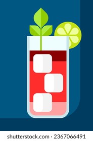 Bloody Mary cocktail in glass. Alcoholic drink illustration.