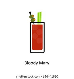 Bloody Mary cocktail icon in flat style