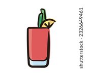 Bloody Mary - Cocktail Icon or Illustration. Color version of hand drawn lines.