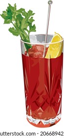 Bloody Mary cocktail illustration on a white background. Vector file.