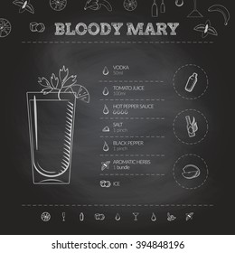 Bloody Mary. Cocktail infographic set. Vector illustration