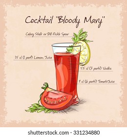 Bloody Mary cocktail, low-alcohol drink with cayenne pepper rim
