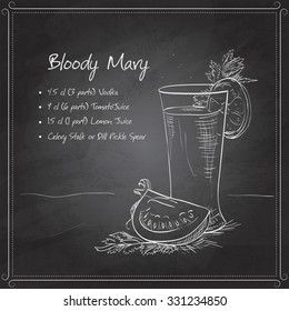 Bloody Mary cocktail on black board with cayenne pepper rim