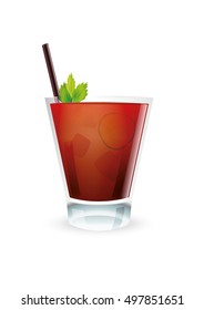 Bloody Mary Cocktail on a white background. Vector illustration