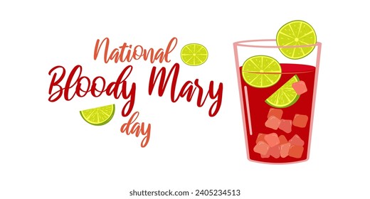 Bloody Mary Cocktail Party banner layout template. Menu design. Consept holiday. Vector illustration.