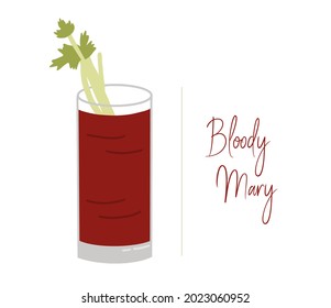 Bloody Mary cocktail. Vector illustration.