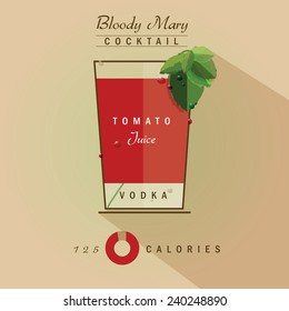 bloody mary cocktail vector illustration recipe info graphics in trendy retro flat design style