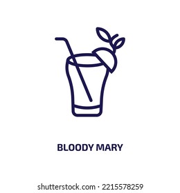 Bloody Mary Icon From Drinks Collection. Thin Linear Bloody Mary, Drink, Bar Outline Icon Isolated On White Background. Line Vector Bloody Mary Sign, Symbol For Web And Mobile