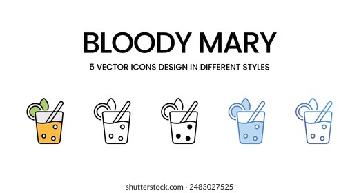 Bloody Mary icons vector set stock illustration.