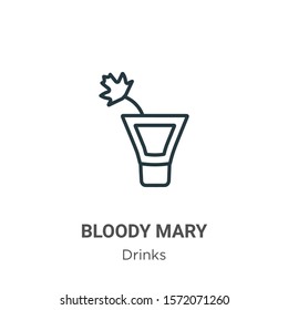 Bloody mary outline vector icon. Thin line black bloody mary icon, flat vector simple element illustration from editable drinks concept isolated on white background