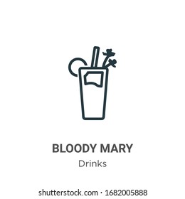 Bloody mary outline vector icon. Thin line black bloody mary icon, flat vector simple element illustration from editable drinks concept isolated stroke on white background