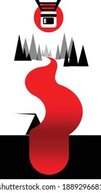 Bloody mountains and rivers vector.