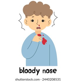 Bloody nose 1 cute on a white background, vector illustration.