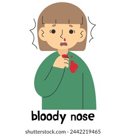 Bloody nose 5 cute on a white background, vector illustration.
