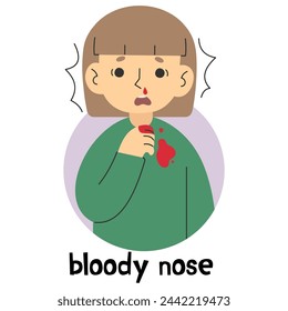 Bloody nose 7 cute on a white background, vector illustration.
