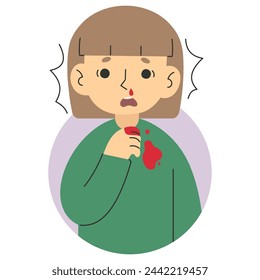 Bloody nose 8 cute on a white background, vector illustration.
