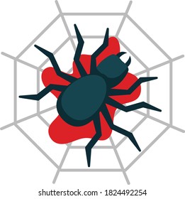 bloody red Web and spider Concept, Cobweb Vector Icon Design, Halloween holiday 31 October Symbol on White background