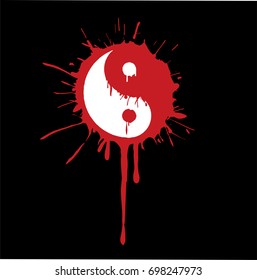 bloody red yin yang symbol 