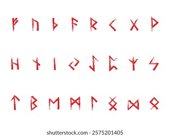 Bloody Scandinavian runes on a white background