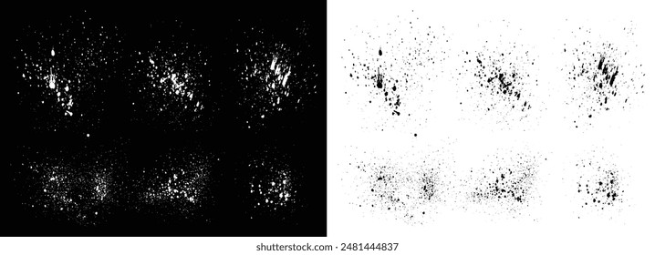 Bloody scary set of black and white vector ink brush stroke splatter bloodstain banner background collection. Grunge background collection