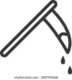 Bloody scythe, illustration, vector on a white background.