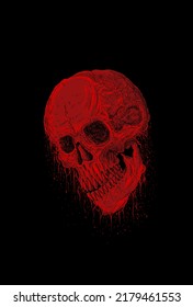 Bloody skull head artwork illustration