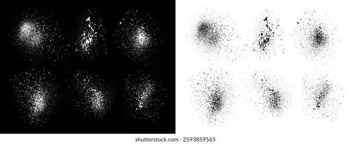 Bloody splatter set of grunge texture black and white color vector paint blood brush stroke background