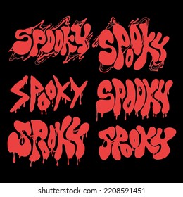 Bloody spooky bundling hand lettering for halloween theme. Halloween typography. Vector halloween lettering. Bundling halloween
