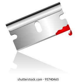 Bloody steel blade over white background