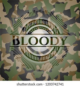 Bloody written on a camouflage texture