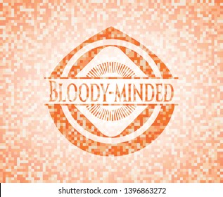 Bloody-minded orange mosaic emblem with background