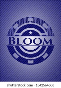 Bloom badge with denim background