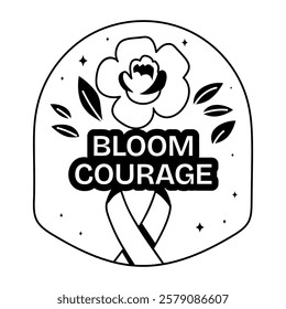 Bloom courage typographic glyph sticker 