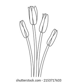 bloom floral branch object drawing vector art illustration on isolated coloring page