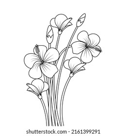 bloom flower and bud coloring page of relaxation and antistress for print template