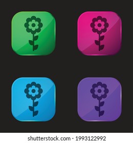 Bloom Flower four color glass button icon