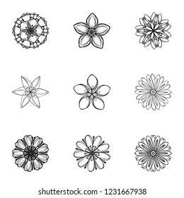 Bloom flower icon set. Simple set of 9 bloom flower vector icons for web design isolated on white background