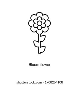 Bloom flower icon vector on white background. Black icon illustration