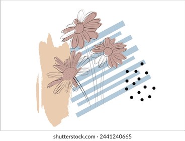 Bloom Blumen und ColorBlock Design Vektor 