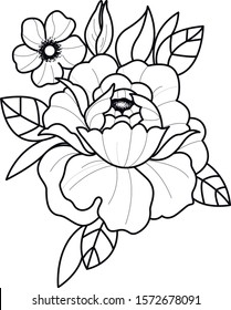 bloom flowers line dot sketch ink 