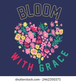 DISEÑO DE LA CAMISETA DE LA FLOR DE LA FLORACIÓN CON GRACE