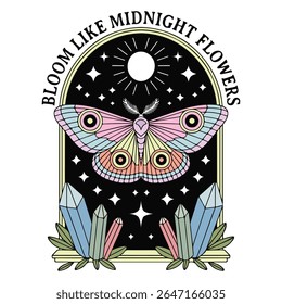 bloom like midnight flowers - Boho Mystic Moth clipart, Beautiful Moth Insect illustration, beauty butterfly Design Sublimation