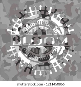 Bloom on grey camouflage texture