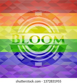 Bloom on mosaic background with the colors of the LGBT flag