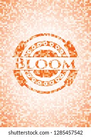 Bloom orange tile background illustration. Square geometric mosaic seamless pattern with emblem inside.