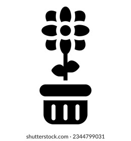 Bloom pot icon or logo illustration black style