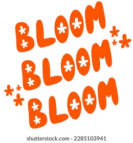 Cita en flor. Palabra en flor.Grabación con letras de dibujos a mano del vector.	