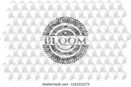 Bloom realistic grey emblem with cube white background