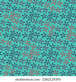 Bloom seamless pattern with chaotic simple flowers for fabric design